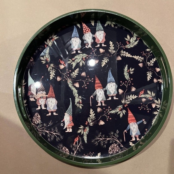 Pottery Barn Whimsical Forest Gnome Handcrafted Lacquer Serving Tray - Picture 4 of 15